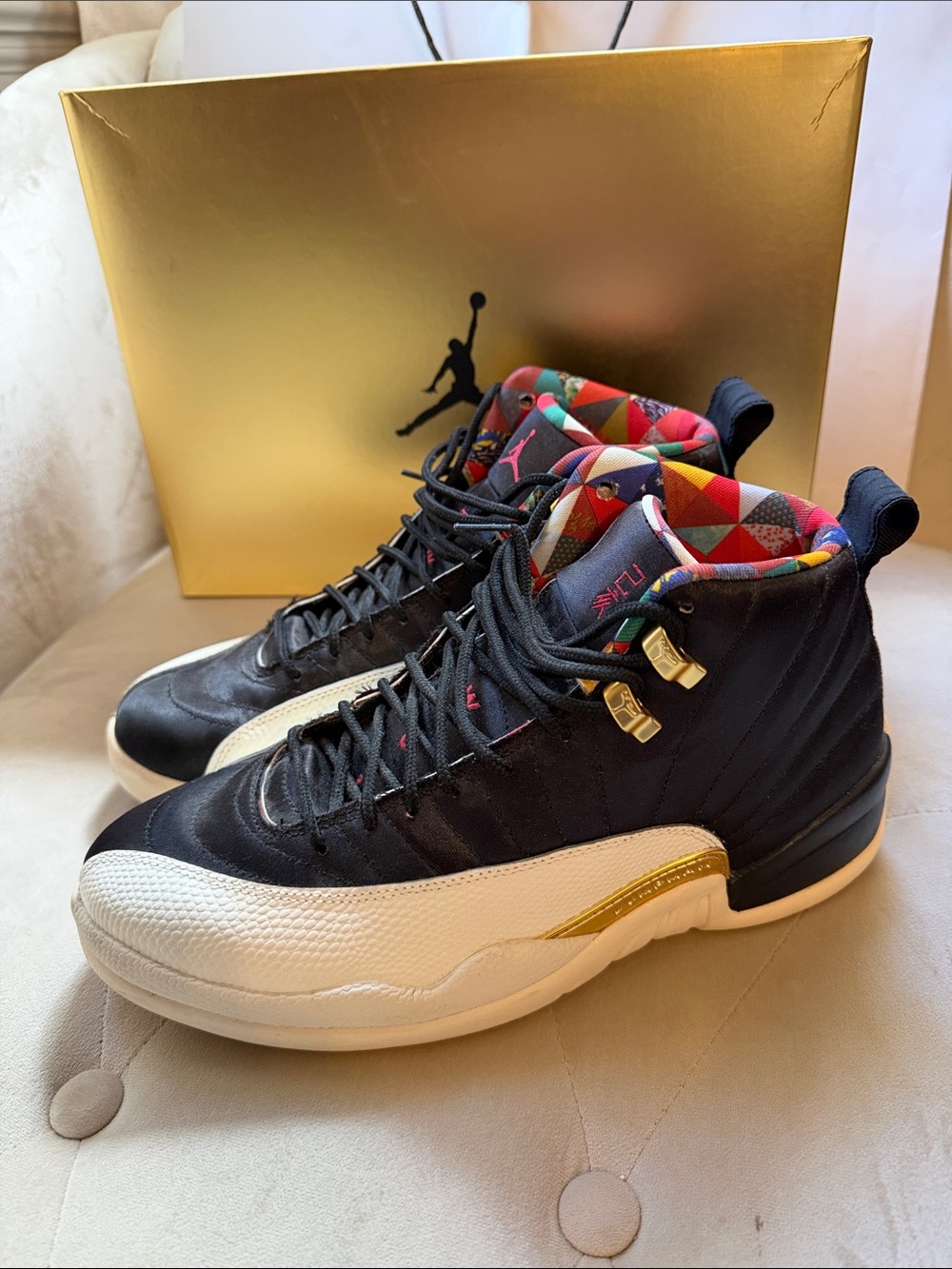Air Jordan 12 Retro CNY Men’s Basketball Shoes - Black/Red